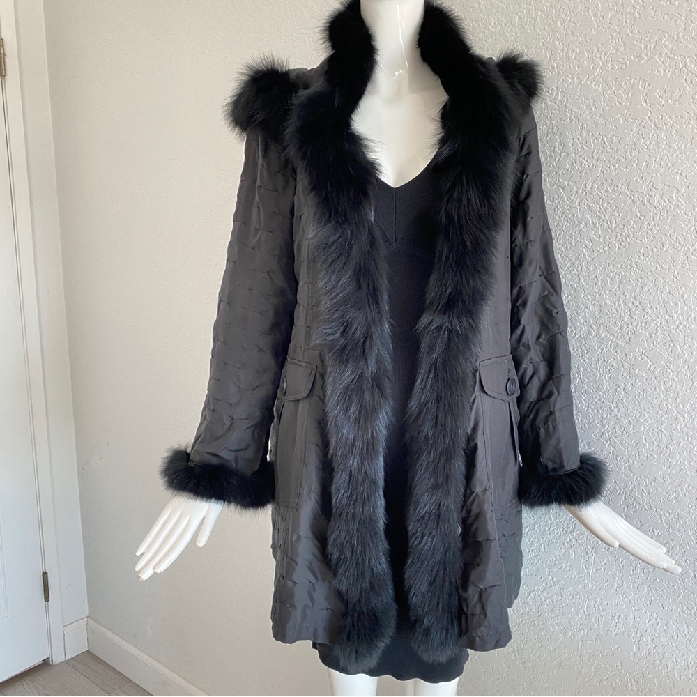 Fox fur nylon coat